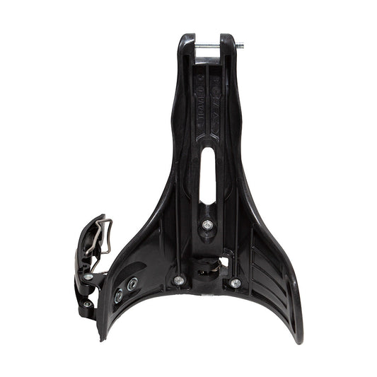 The La Sportiva Ski/Walk Mech RPS3 Left is a black plastic and metal mechanism with curved arms and a top mounting bolt, similar to a bicycle front derailleur guide when viewed from above.