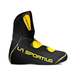 The La Sportiva G2 SM Liner is a black and yellow heat-moldable replacement liner for the G2 SM mountaineering boot, featuring a high ankle design, reinforced stitching, and branded details.