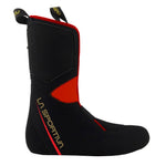 The La Sportiva Skorpius CR Liner is a black and red insulated replacement boot liner with "La Sportiva" in yellow, designed for use inside mountaineering, climbing boots, or the Skorpius ski boot.