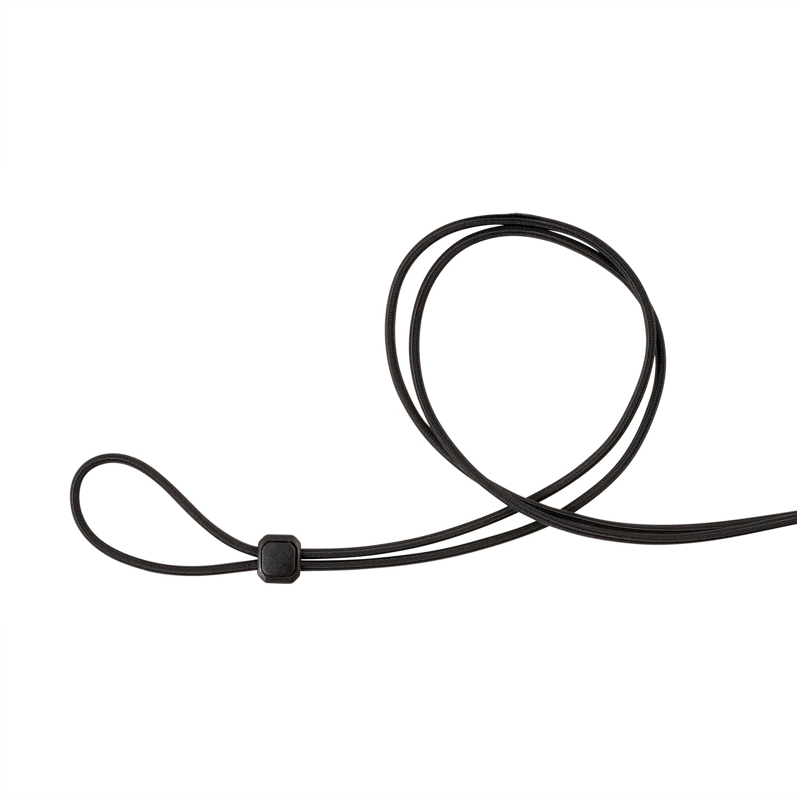 The La Sportiva Bungee Cord, featuring an adjustable plastic slider, is displayed in a loose loop on a white background—ideal for boosting backpack storage or securing gear as part of an elastic cord system.