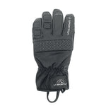 The La Sportiva Supercouloir Insulated Gloves are black mountaineering gloves with a textured palm grip, LA SPORTIVA logos on the index finger and wrist, and an elastic cuff with pull loop—perfect for cold weather adventures.